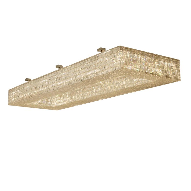 Hanging Chandelier Hotel Lobby Decorative Lighting Dinning Room Ceiling Gold Crystal Rectangle Chandelier Modern Pendant Light