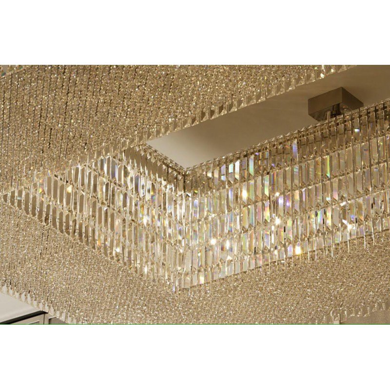 Hanging Chandelier Hotel Lobby Decorative Lighting Dinning Room Ceiling Gold Crystal Rectangle Chandelier Modern Pendant Light