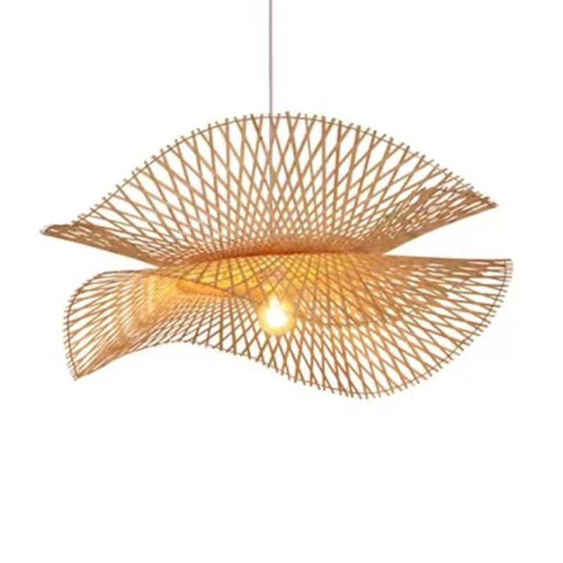 Hitecdad Chinese Minimalist Style Bamboo Woven Willow Chandelier Bedroom Lighting Shade Hanging Lamp Ceiling Chandelier
