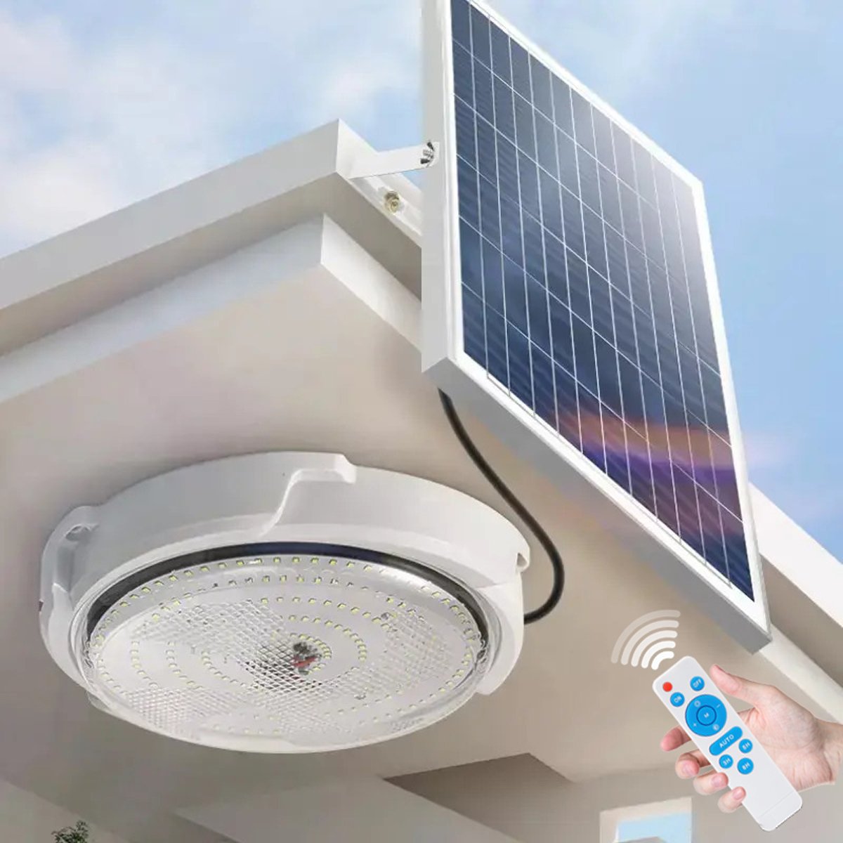 HESHI Intelligent Solar LED Ceiling Light Ip65 Outdoor Garden Indoor Waterproof 50W 100W 150W 200W 300W 80 ABS DC 3.2V