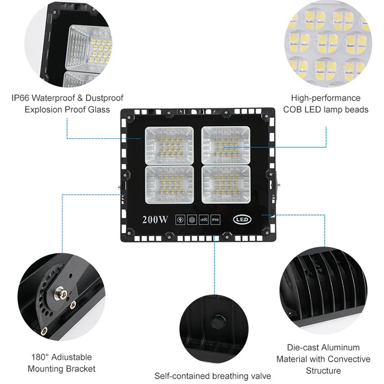 Stadium High Power Outdoor Ip66 Waterproof Wall Mounted Smd Floodlight 50w 100w 150w 200w 300w 400w 500w Led Flood Light