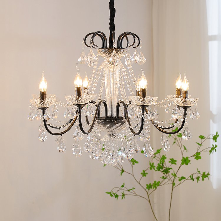 Guzhen factory direct sales modern chandelier outdoor wedding decoration black iron candle crystal lamp Household ceiling lamp