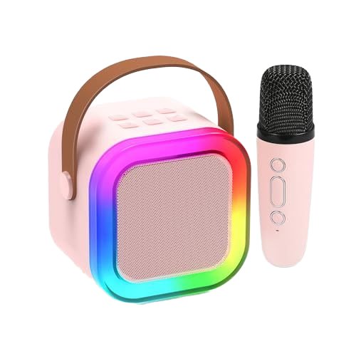 Portable Karaoke Machine with RGB LED Lighting Kids Birthday Gift Christmas Stocking Filler Microphone for Parties