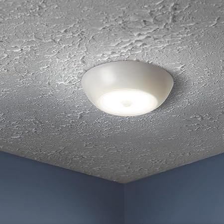 Wireless battery powered motion sensing indoor/outdoor LED ceiling light, 300 lumens, white