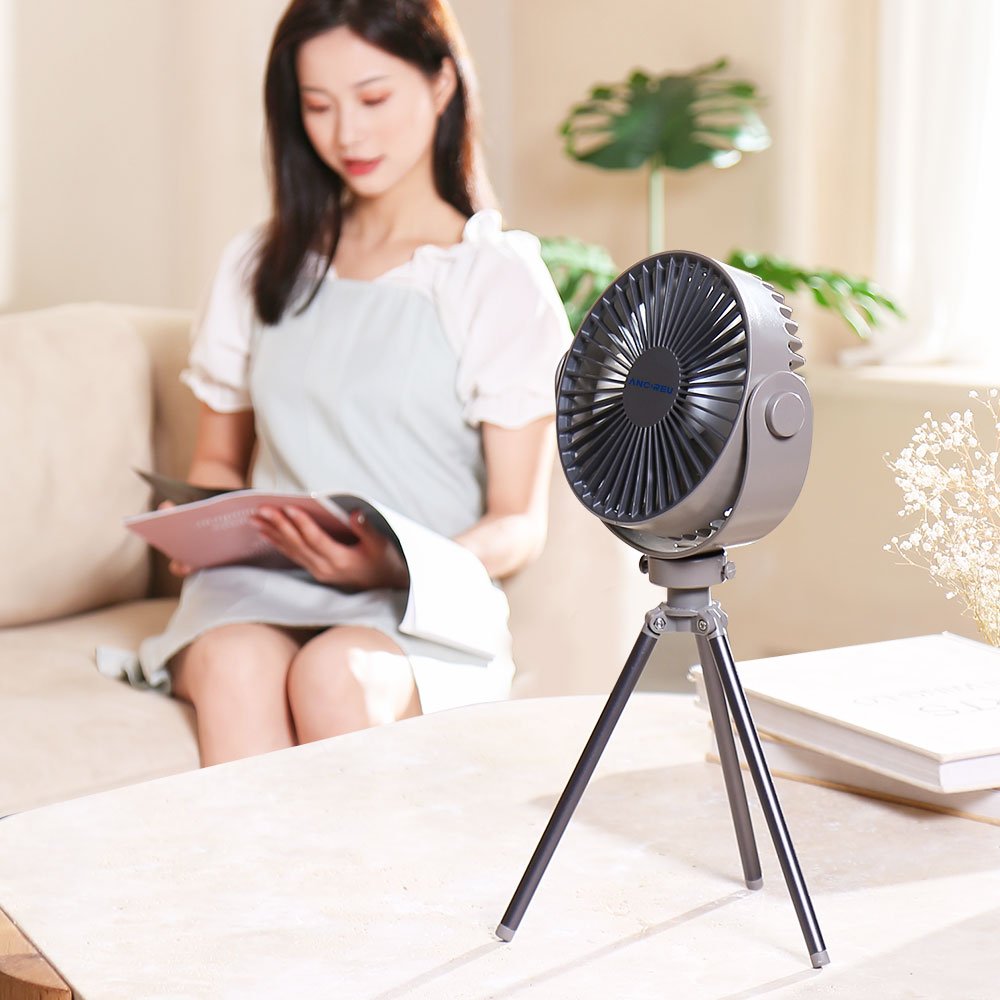 Camping Desktop Fan Portable Rechargeable USB Tripod Fan With Remote Control Mini Led Ceiling Outdoor Camping Light Fans