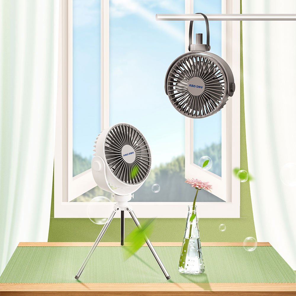 Camping Desktop Fan Portable Rechargeable USB Tripod Fan With Remote Control Mini Led Ceiling Outdoor Camping Light Fans