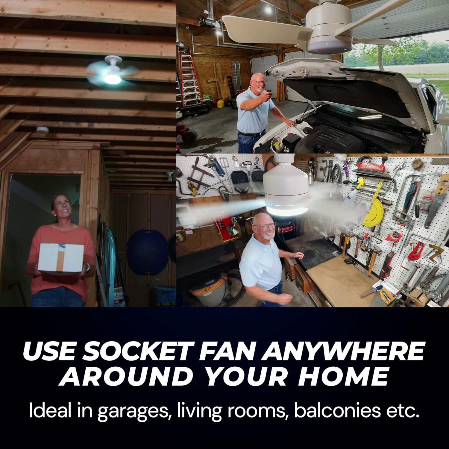 Ceiling Fan with Light Replacement for Light Bulb for Bedroom, Kitchen, Living Room, Balcony, 1000 Lumens from BBT
