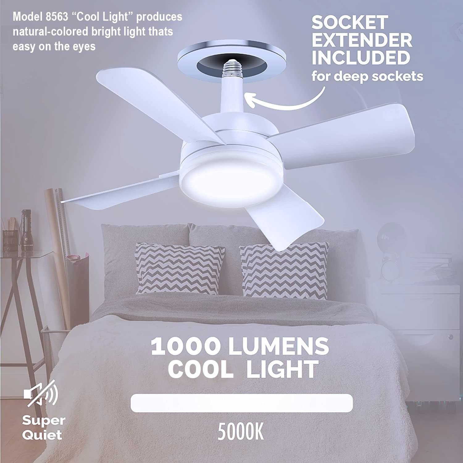 Ceiling Fan with Light Replacement for Light Bulb for Bedroom, Kitchen, Living Room, Balcony, 1000 Lumens from BBT