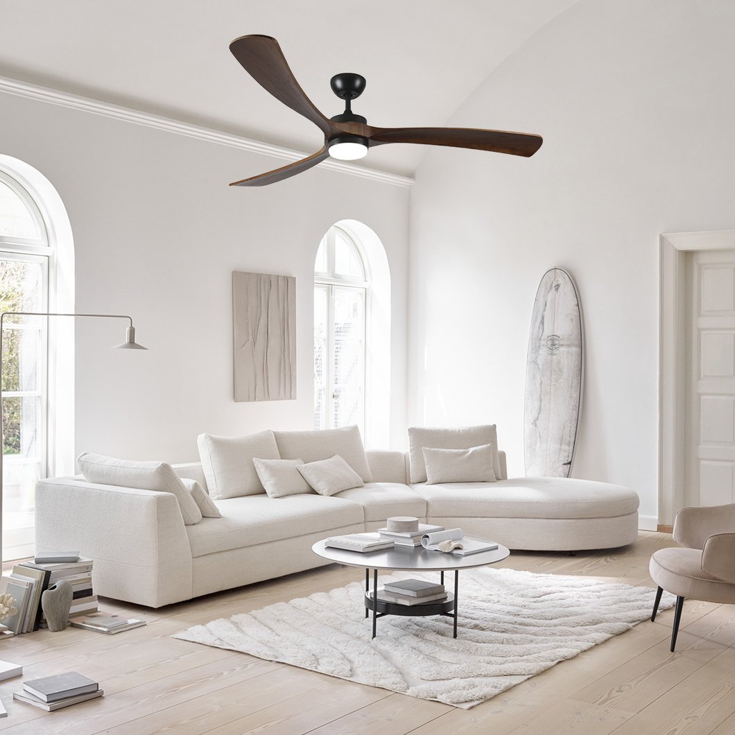 SX636 Dimmable Ceiling Fan DC Motor 6-Speed Timer Burlywood 52 Inch Ceiling Fans with Lights