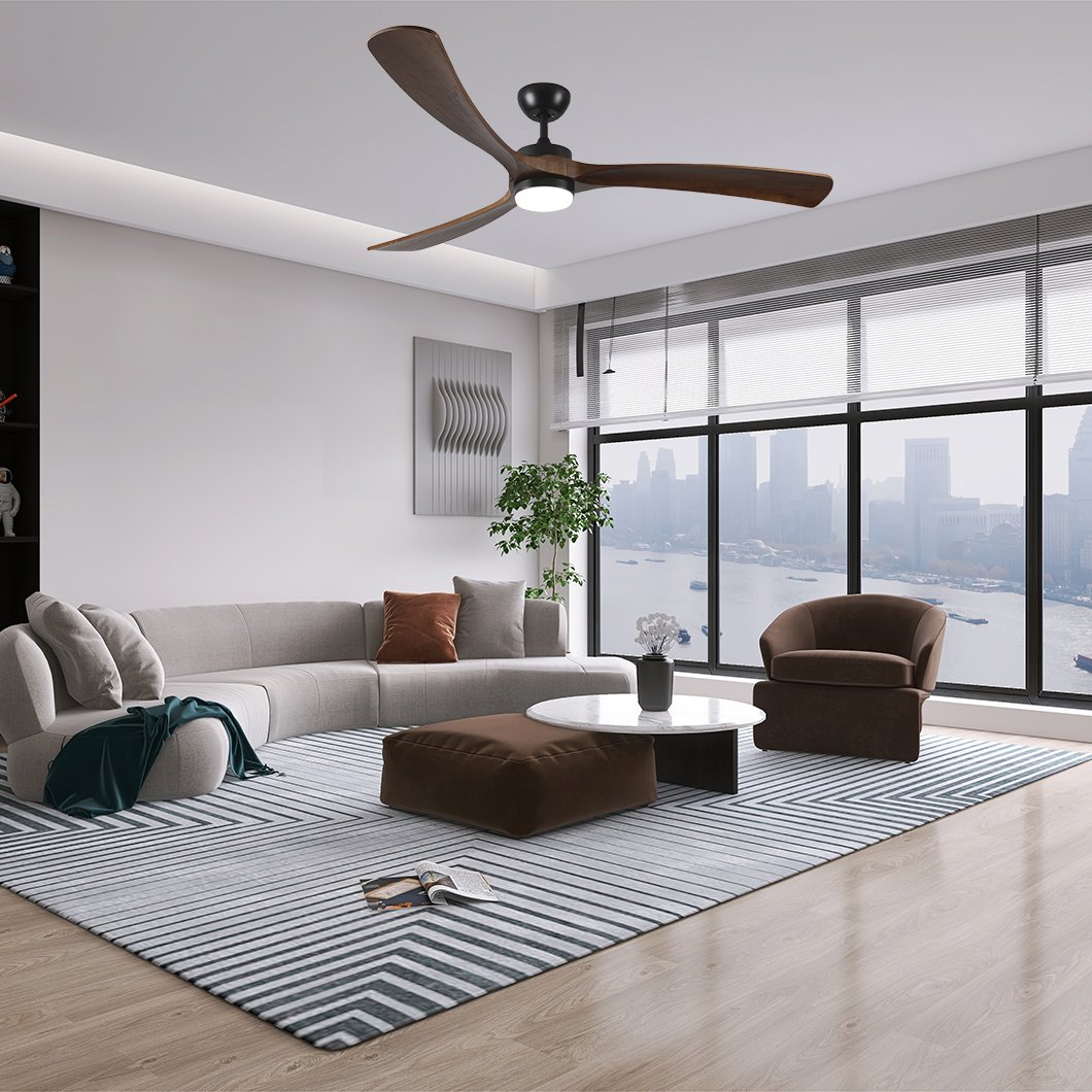 SX636 Dimmable Ceiling Fan DC Motor 6-Speed Timer Burlywood 52 Inch Ceiling Fans with Lights
