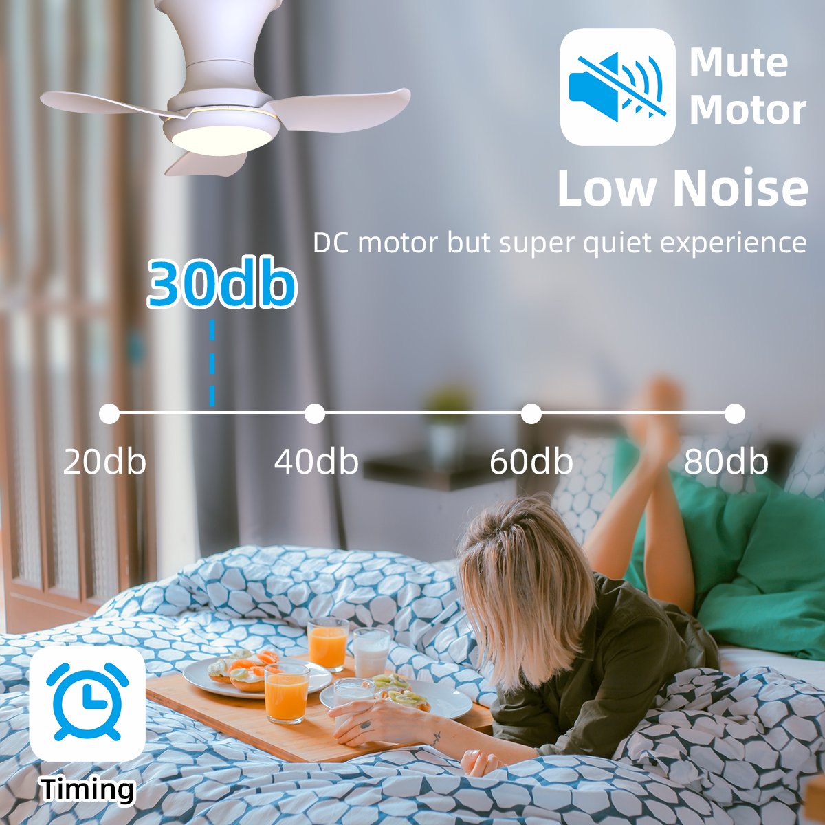 Small Ceiling Fan Light Remote Control For Living Room Bedroom LED Fan Lamps Kitchen Home Decoration