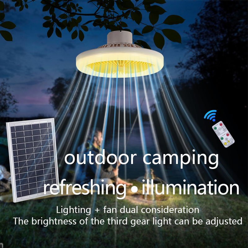 High Quality Stylish LED Solar Ceiling Fan Light Multifunctional Indoor Outdoor Use Remote Control Switch Lamp