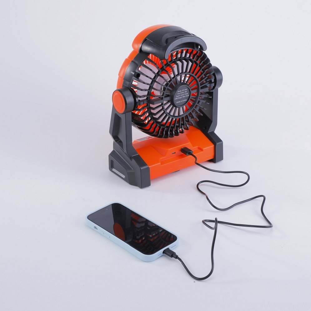 QF-249 2024 Trending Portable Stepless Wind Speed Adjustable Ceiling Fan Table Fan With LED Light 10000mAh For Outdoor