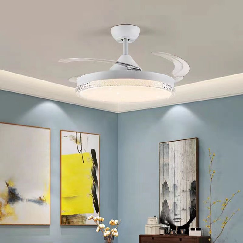 Zhongshan LED ceiling fan home Low profile plastic lamp shade ceiling fan with light 42 inch 48 inch Variable light
