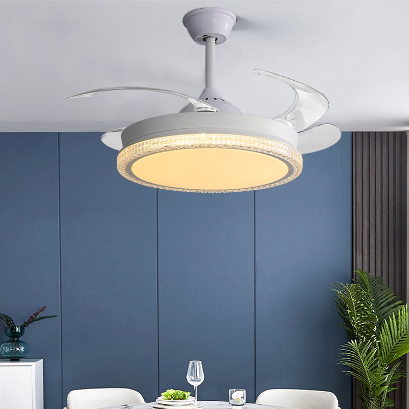 Zhongshan LED ceiling fan home Low profile plastic lamp shade ceiling fan with light 42 inch 48 inch Variable light