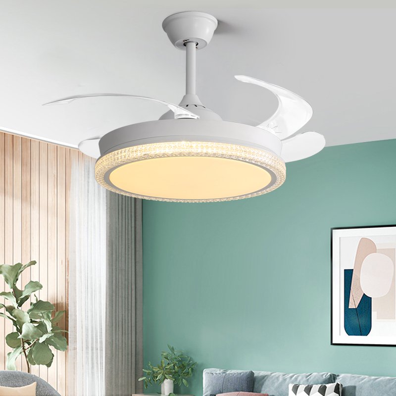 Zhongshan LED ceiling fan home Low profile plastic lamp shade ceiling fan with light 42 inch 48 inch Variable light
