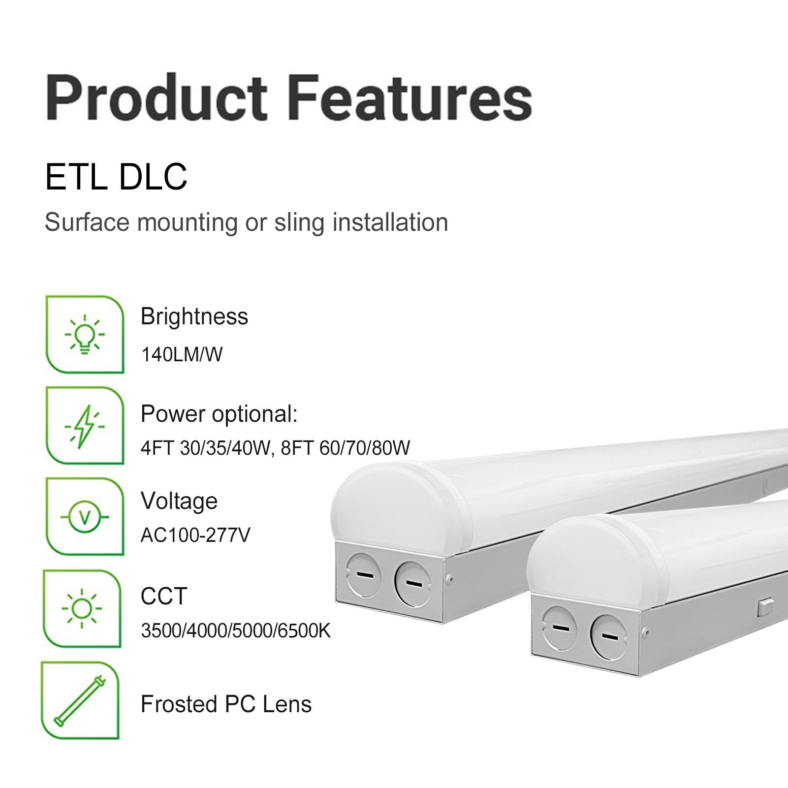 ETL DLC 140LM/W 30W 35W 40W 3500K 4000K 5000K 6500K led linear strip single pendent light