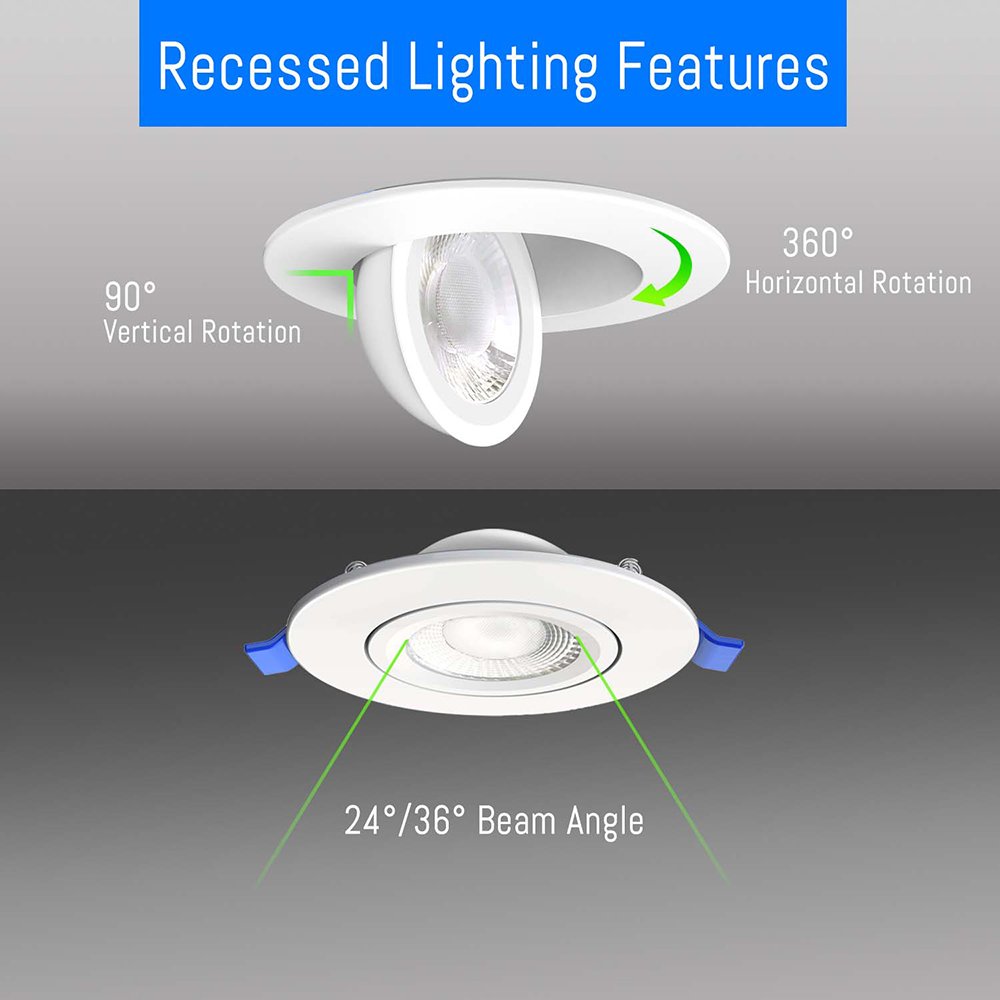 5CCT Selectable Indoor Outdoor LED Directional Gimbal Recessed Ceiling Downlight Wet Location