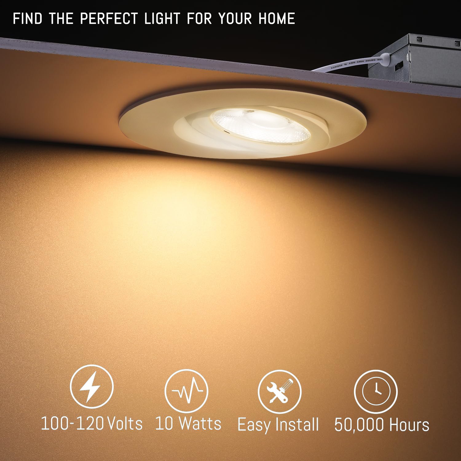 5CCT Selectable Indoor Outdoor LED Directional Gimbal Recessed Ceiling Downlight Wet Location