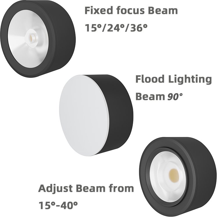 RONSE Eu Ultra Ceiling Down Light Adjustable Spotlight Commercial Black Led Down Light Dimmable Surface Ceiling Wall up Down 20W