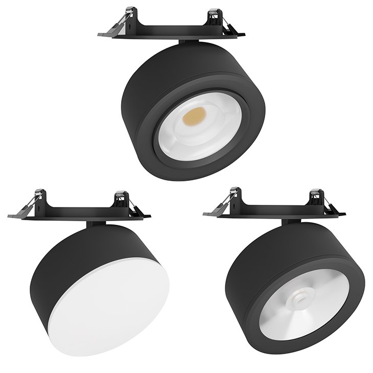 RONSE Eu Ultra Ceiling Down Light Adjustable Spotlight Commercial Black Led Down Light Dimmable Surface Ceiling Wall up Down 20W