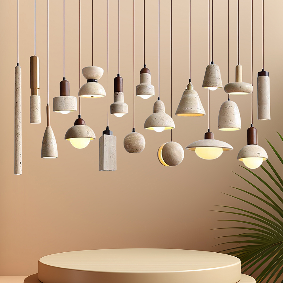 Nordic Stone Pendant Lamp Modern Natural Hanging Pendant Light For Restaurant Hotel