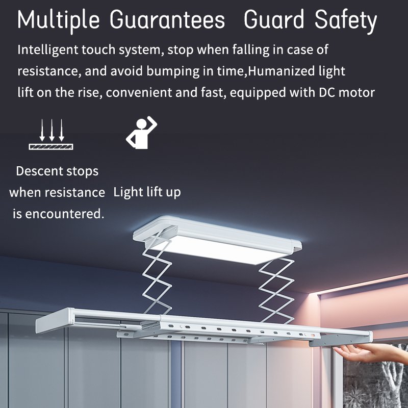 New Design Malaysia Automatic Ceiling Folding Electric Lifting Cloth Dryer with Lighting 45kg
