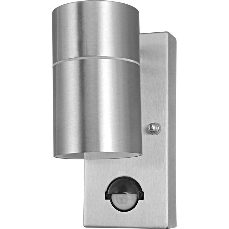 GU10 Up and Down LED 2 Light Outdoor Wall Light with Motion Sensor- Aluminium powder coating-Black & Glass