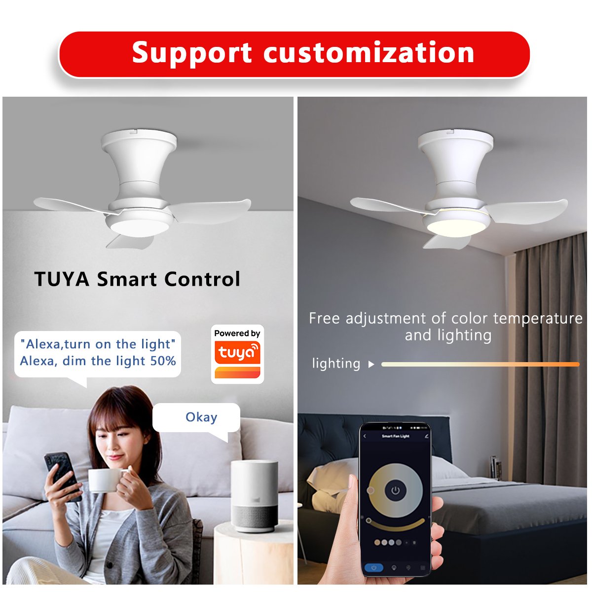 Remote Control LED Ceiling Fan with Light Lamp Blade Fan Lamp 3 Blade Converter Lamp for Bedroom Living Fan Lights