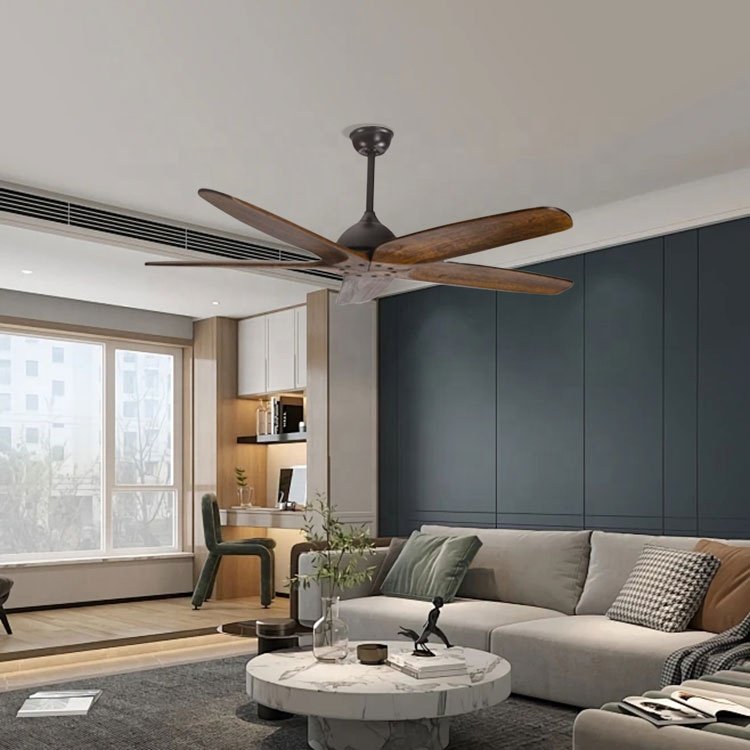 Ceiling Fan Wood Blades Factory 3 Solid Energy Saving 5 Electric Ceiling Fan with Light 50W Low Profile Remote Control