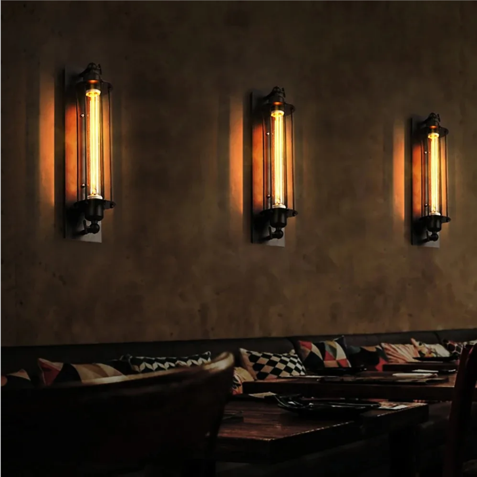 Timjay Iron Loft Lamps Vintage Industrial Style Wrought Sconce Decoration Bedroom Outdoor Lighting led Wall Bedside Lamp