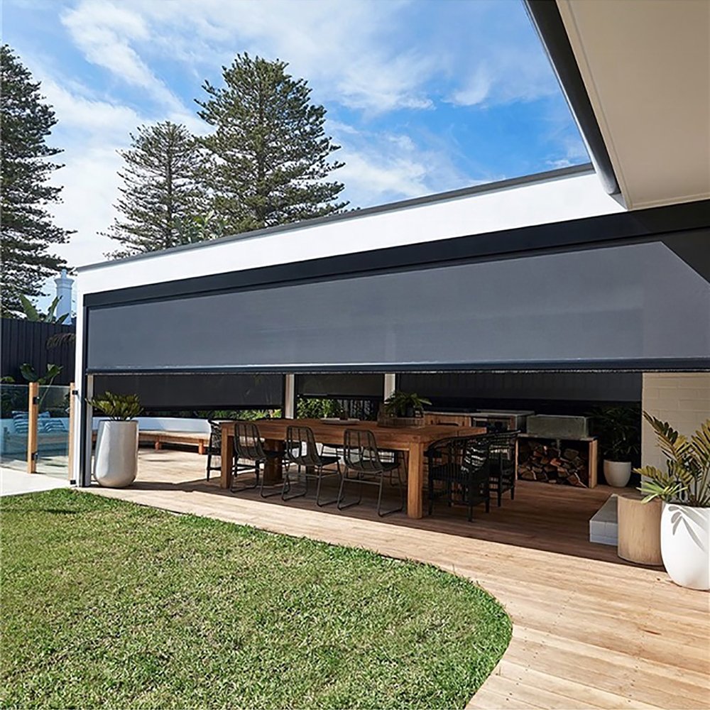Outdoor smart zip window blinds automatic wind proof screen outdoor waterproof blinds shades