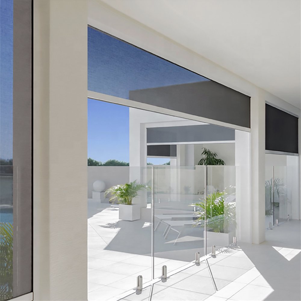 Outdoor smart zip window blinds automatic wind proof screen outdoor waterproof blinds shades