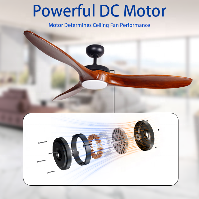 Hot ceiling fan living room solid wood blades remote control led wooden ceiling fan with light