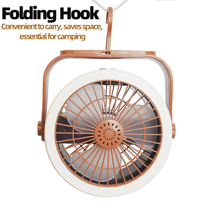Rechargeable Outdoor Camping Tent Ceiling Fan Light USB Portable Mobile Power Desktop Flashlight Fan With Light