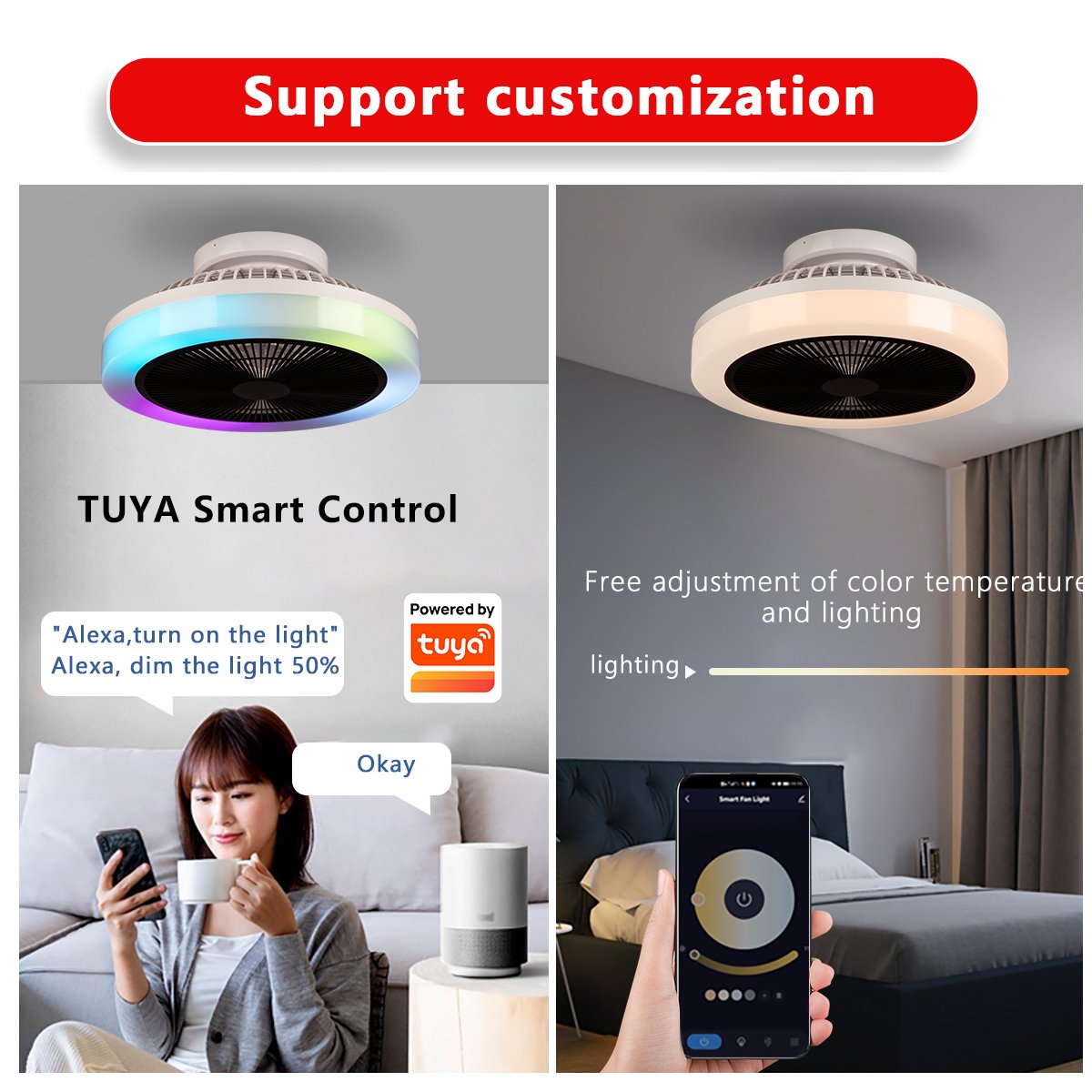 Smart Led Dc Fan Light Lamp with Control Fan Light Lamp for Ceiling Bedroom Remote Morden Fan Light Lamp