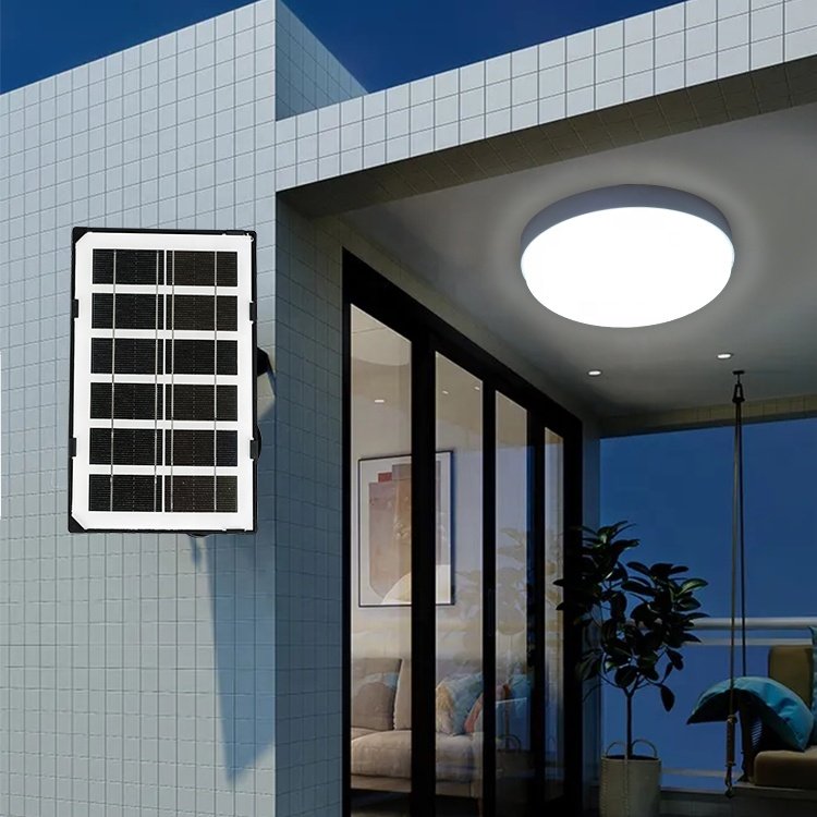 Remote Control Indoor Moisture-proof Lamp Abs Round Waterproof Outdoor Ip65 50w 100w Led Solar Ceiling Light