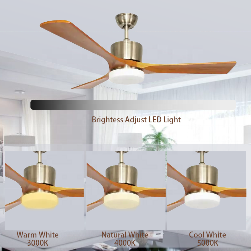 52 Inches Solid Wooden Ceiling Fan Light DC Motor Smart Remote Ceiling Fan With Light