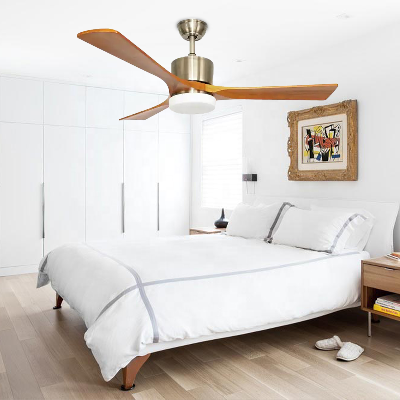 52 Inches Solid Wooden Ceiling Fan Light DC Motor Smart Remote Ceiling Fan With Light