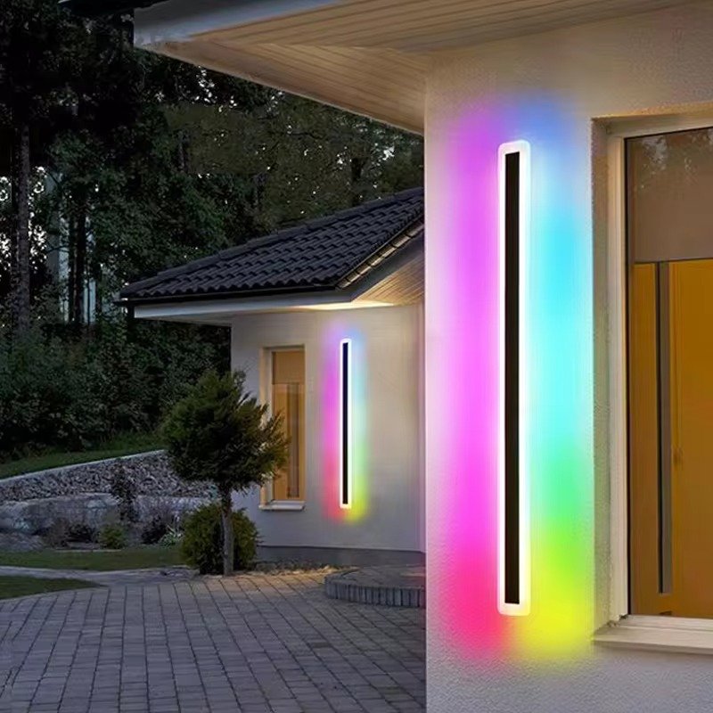 Outdoor wall lamp waterproof strip LED wall lamp outdoor outdoor RGBWW modern linear RGB wall lamp