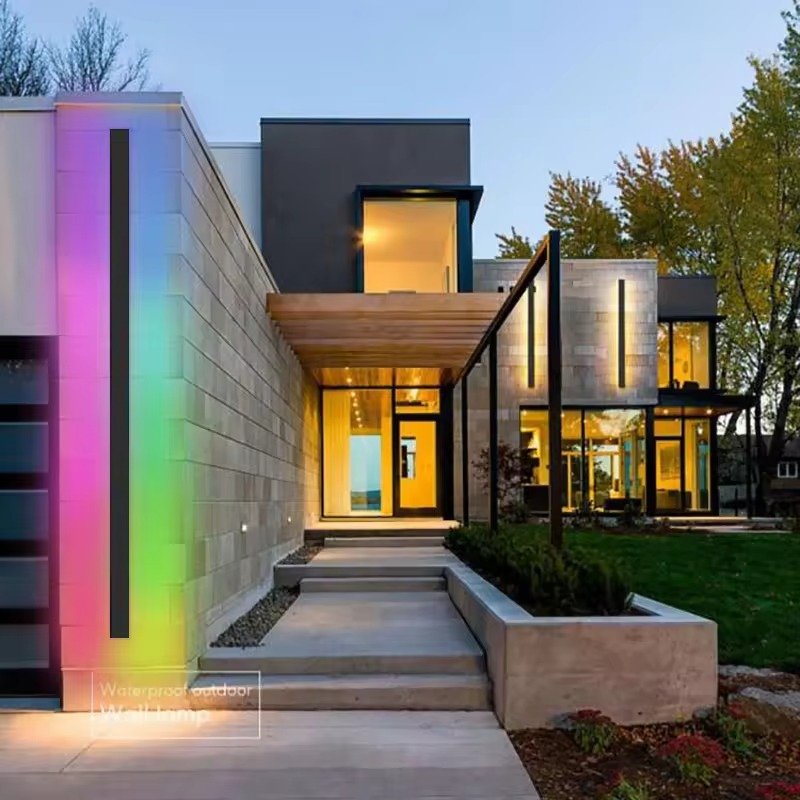 Outdoor wall lamp waterproof strip LED wall lamp outdoor outdoor RGBWW modern linear RGB wall lamp