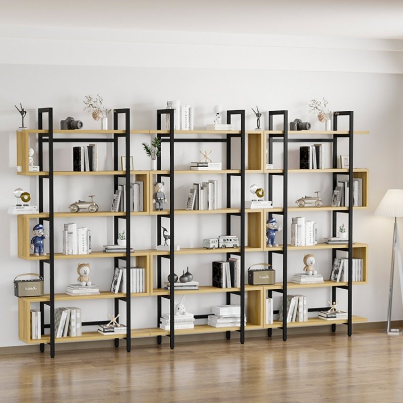 KINNO Shelves floor-to-ceiling Simple steel and wood shelves children's multi-layer household bookcase iron art storage racks