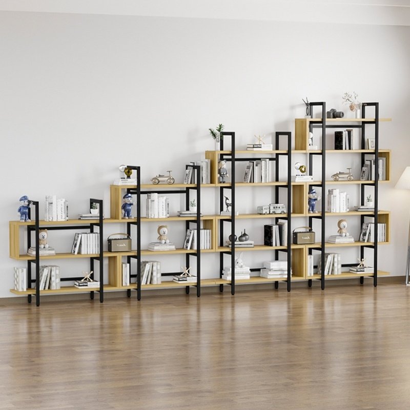 KINNO Shelves floor-to-ceiling Simple steel and wood shelves children's multi-layer household bookcase iron art storage racks