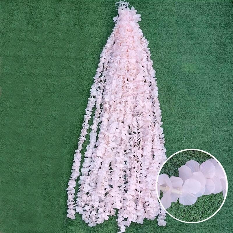 White Wisteria Hanging Flowers Hydrangea Artificial Flowers String Artificial Flower Vine For Wedding Ceiling Decor