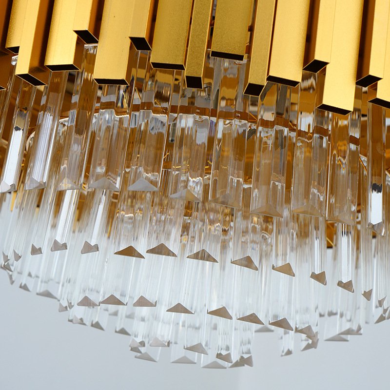 Wholesale fancy retractable gold chandelier pendant light modern home decorative crystal luxury led ceiling fan with lights