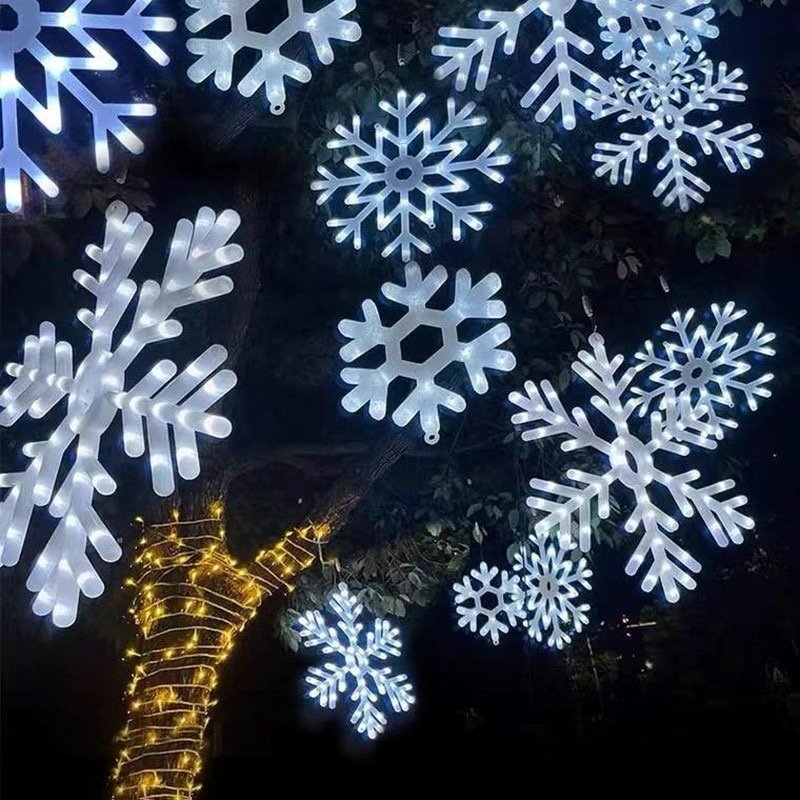 Christmas Decorate LightOutdoor LED 2D Motif Hanging Snowflake Light Elegant Ceiling Lights for Indoor and Outdoor Use