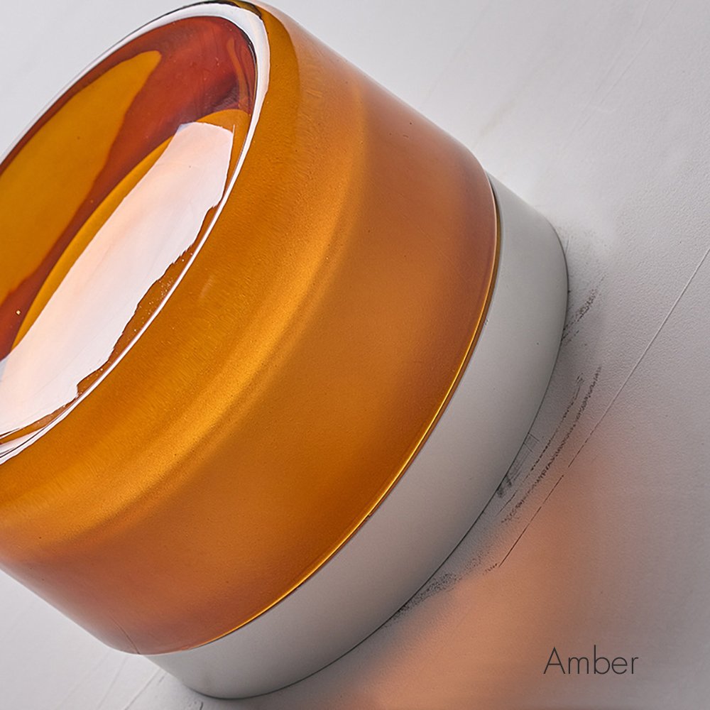Interior indoor modern minimalist round amber or smoky glass ceiling moon wall lamps for dining room bedside
