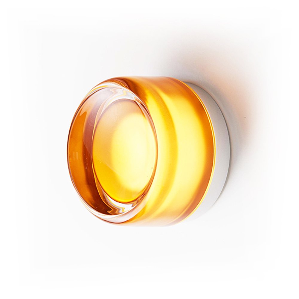 Interior indoor modern minimalist round amber or smoky glass ceiling moon wall lamps for dining room bedside