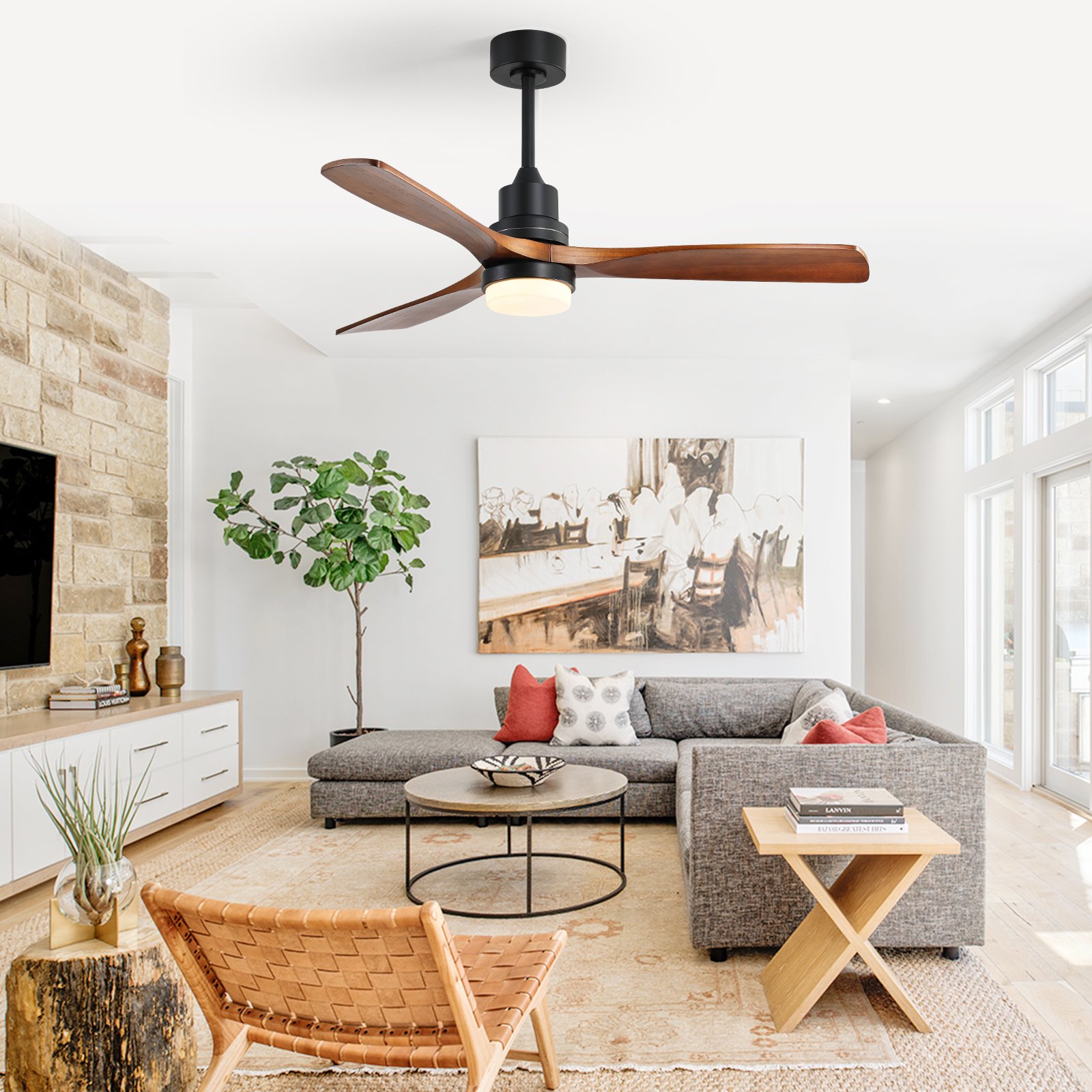 Smart Energy-Saving Ceiling Fan 52 Inch Extra Large Luxury Ceiling Fan Outdoor Gazebo Ceiling Fan