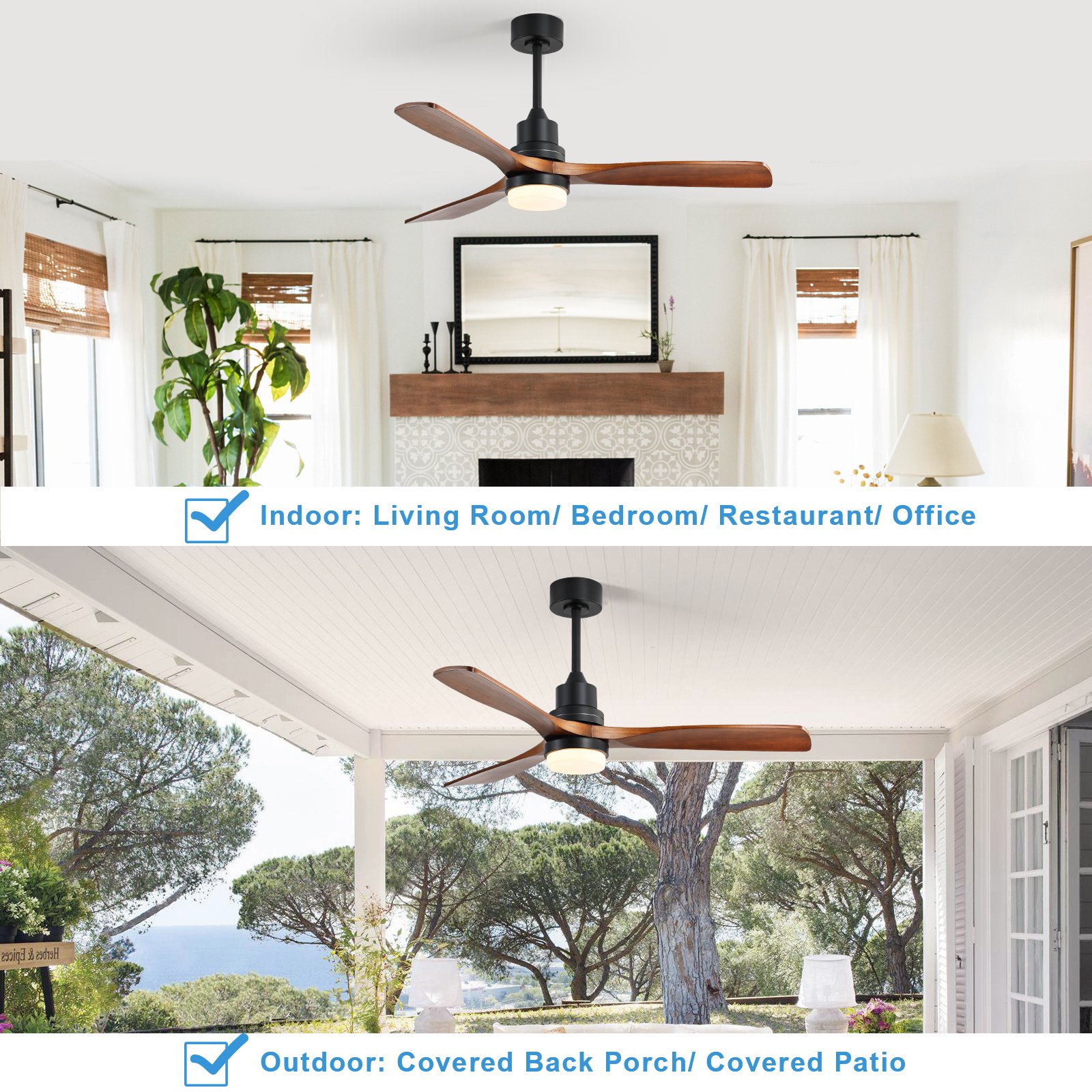 Smart Energy-Saving Ceiling Fan 52 Inch Extra Large Luxury Ceiling Fan Outdoor Gazebo Ceiling Fan